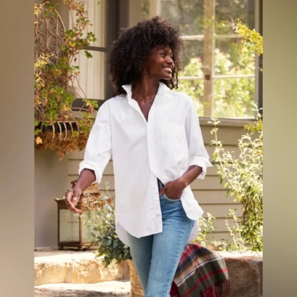FRANK & EILEEN Joedy Boyfriend Size XL White Button Down Shirt Capsule Luxury